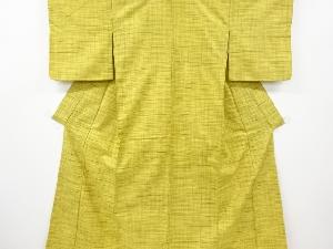 アンティーク　乱れ格子模様織り出し手織り紬着物